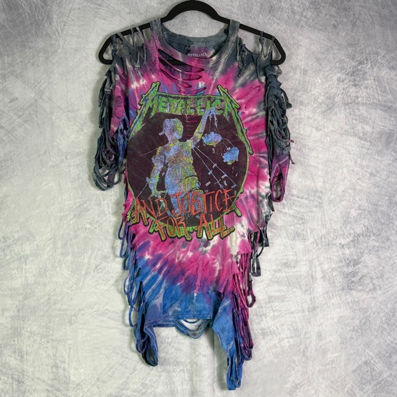 Metallica And Justice For All Cut Up Sleeveless T-Shirt sz L thrashed Festival - Picture 1 of 4